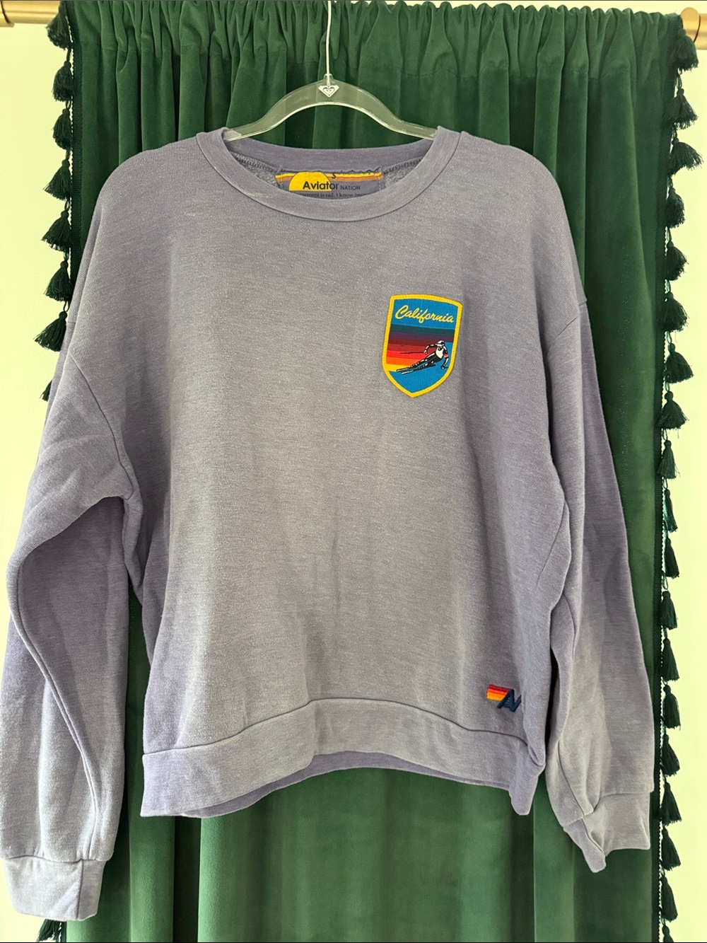 Aviator Nation Lavender Crewneck with California Patch